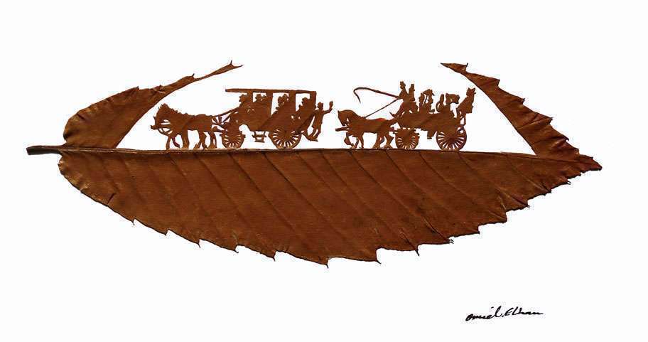 خلق آثار هنری با برگ | چند نمونه از کارهای امید اسدی