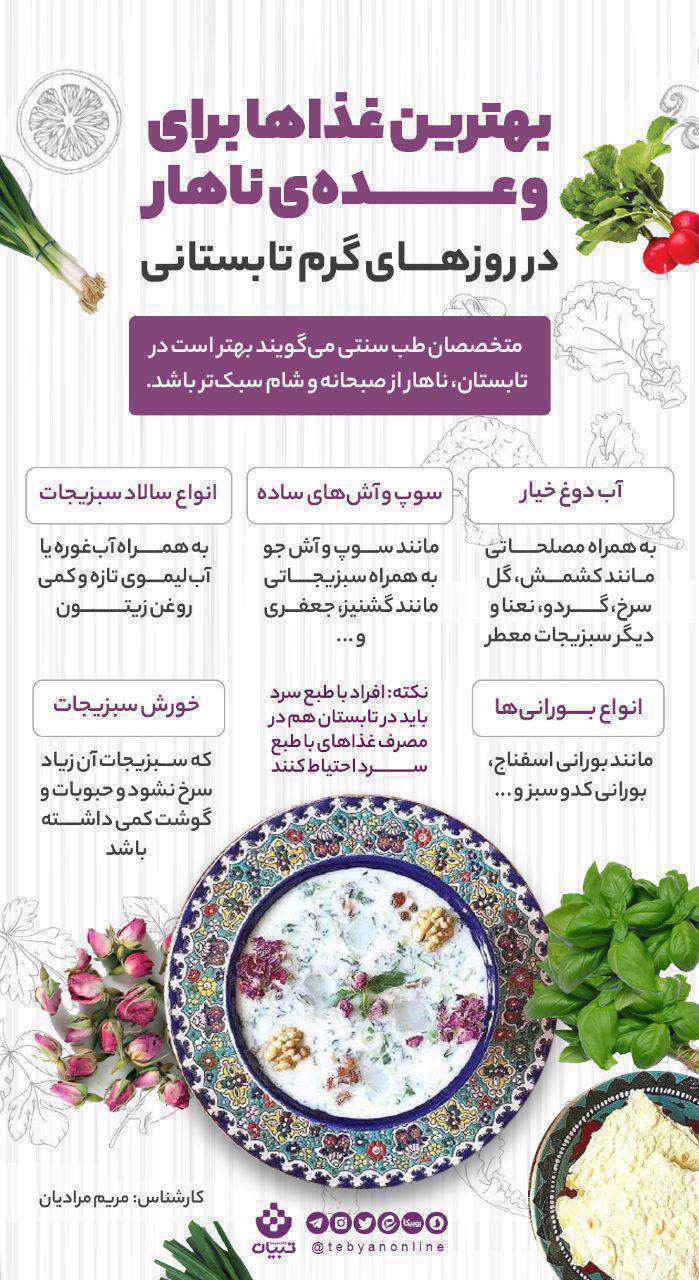 غذاهای مخصوص روزهای گرم تابستانی - اینفوگرافیک