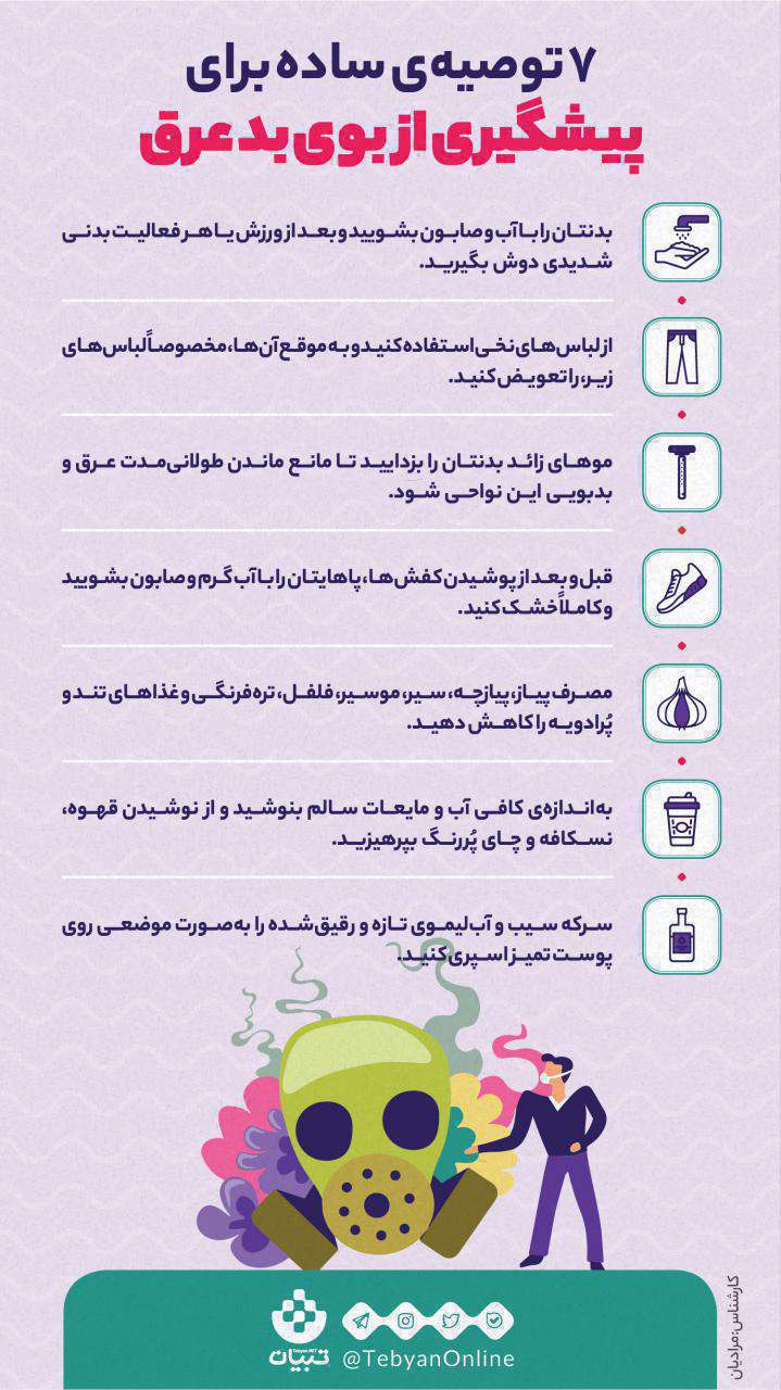 پیشگیری از بوی بد عرق - اینفوگرافیک