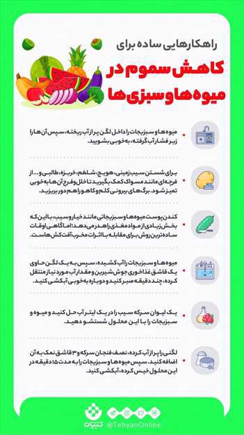 راهکارهایی ساده برای کاهش سموم میوه ها و سبزی ها