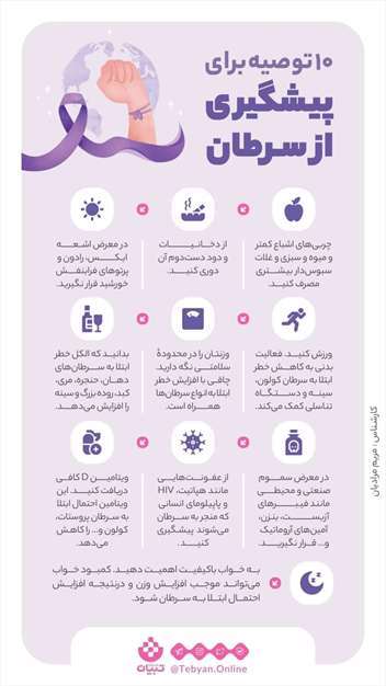 ۱۰ توصیه برای پیشگیری از سرطان