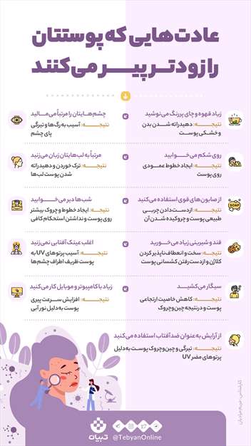 عادت‌هایی که پوستتان را زودتر پیر می‌کنند