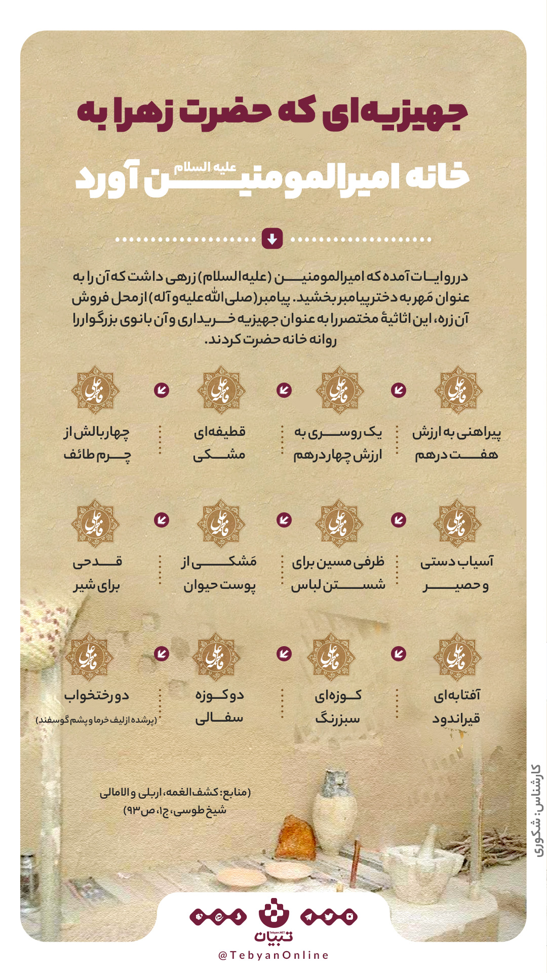 جهیزیه حضرت زهرا سلاماللهعلیها جهیزیه حضرت زهرا سلاماللهعلیها