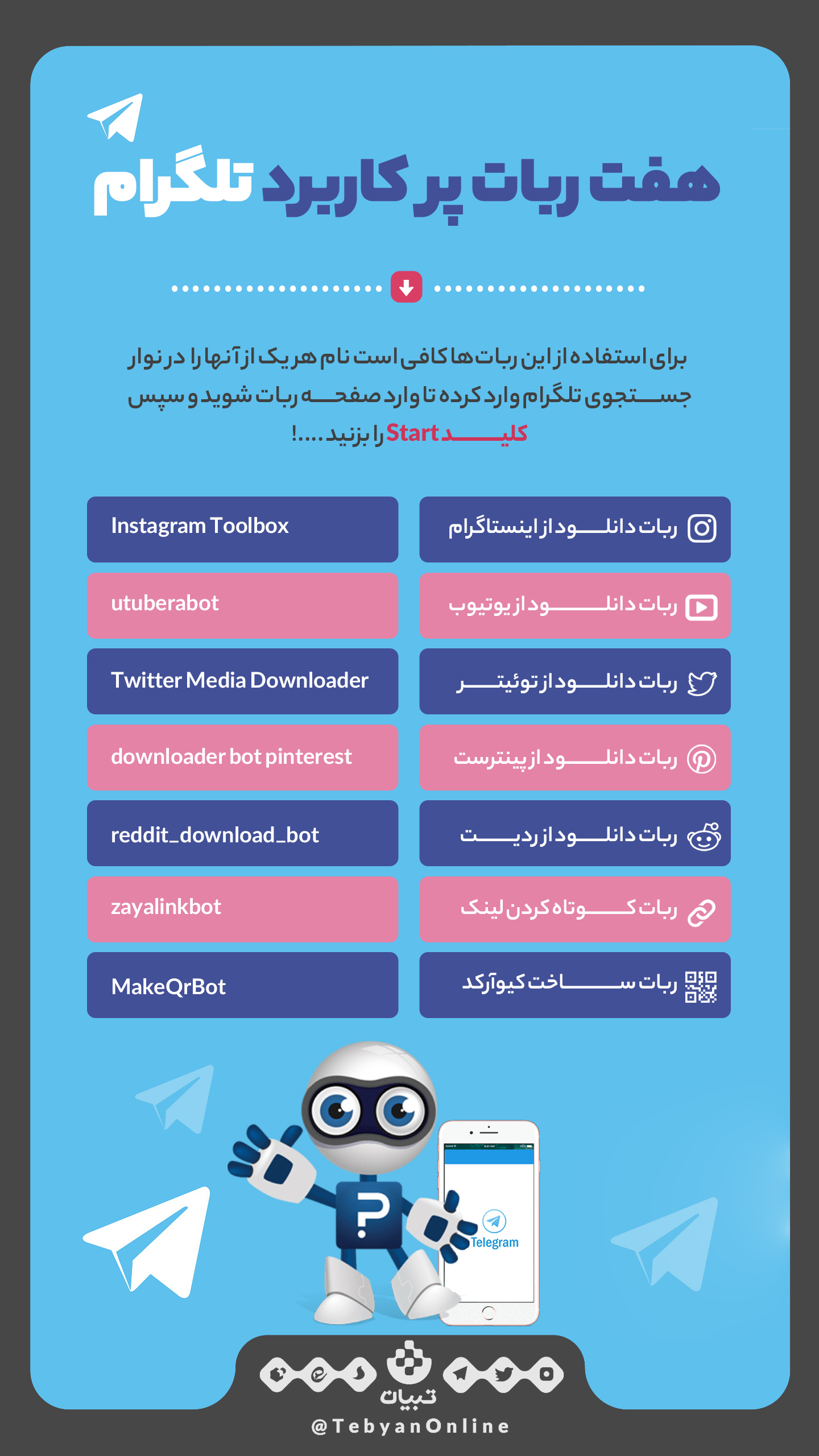 ربات های تلگرام ربات های تلگرام