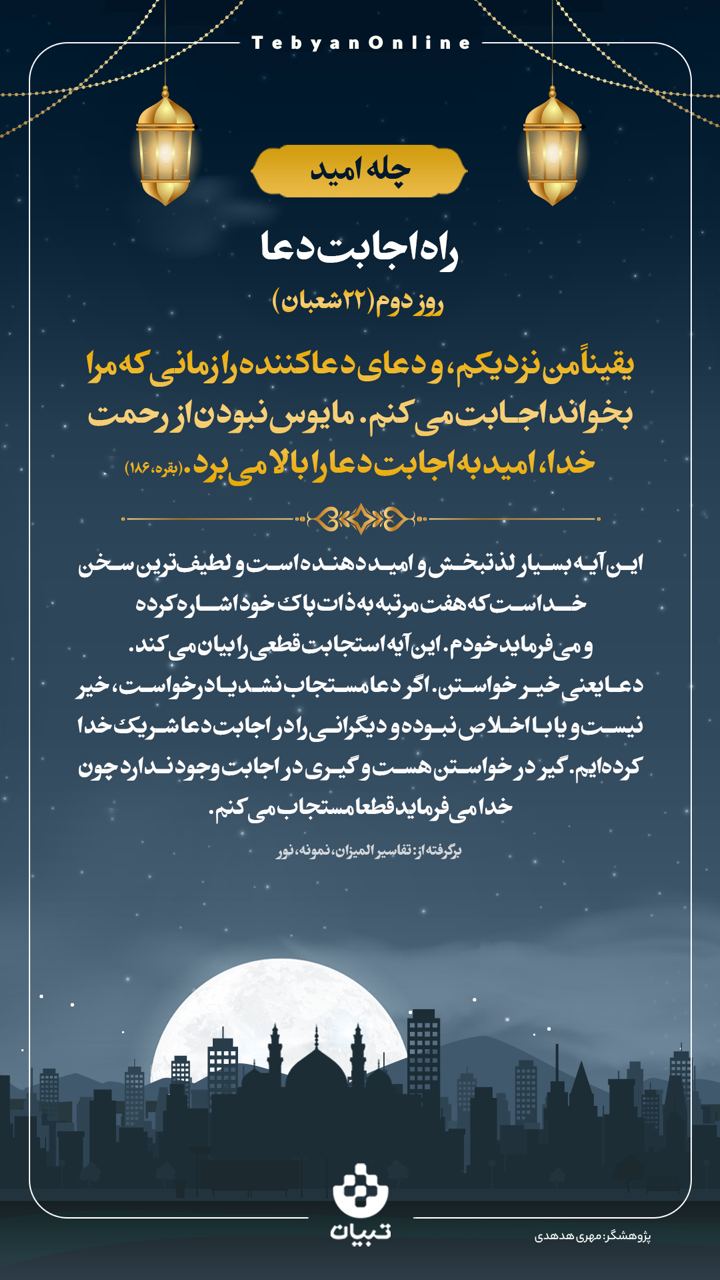 چله امید، راه اجابت دعا، روز دوم - ۲2 شعبان، چله امید، راه اجابت دعا، روز دوم - ۲2 شعبان،