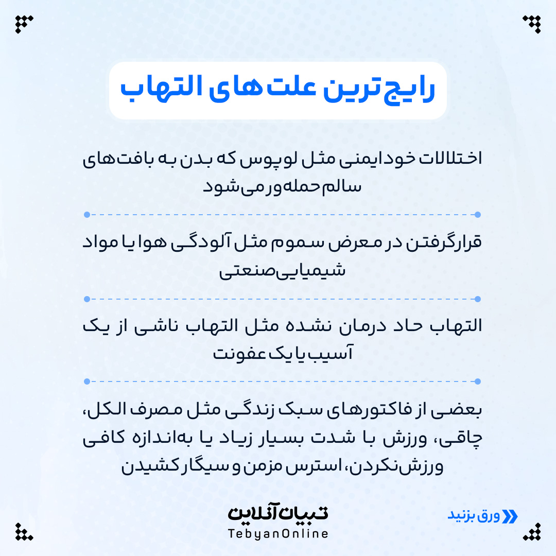 التهاب ، التهاب در بدن ، تسکین التهاب ، کنترل التهاب ، انواع التهاب، التهاب حاد، التهاب مزمن،  علت‌های التهاب ،