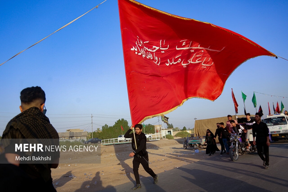 پیاده روی زائرین اربعین در منطقه بابلِ عراق