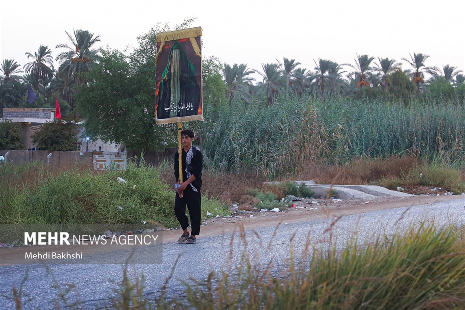 پیاده روی زائرین اربعین در منطقه بابلِ عراق