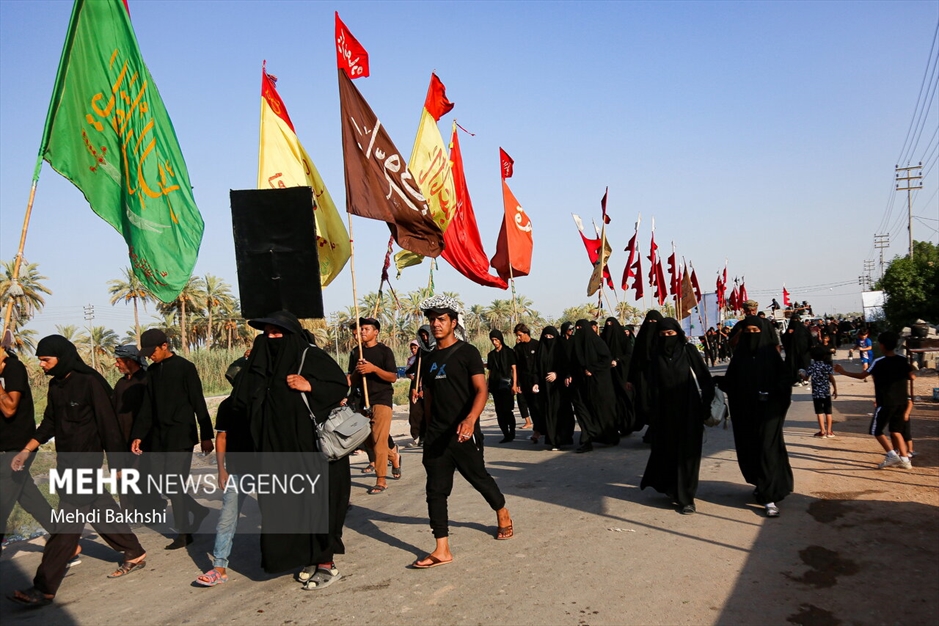 پیاده روی زائرین اربعین در منطقه بابلِ عراق