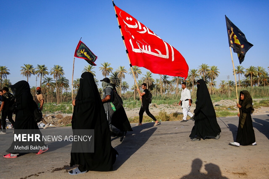 پیاده روی زائرین اربعین در منطقه بابلِ عراق