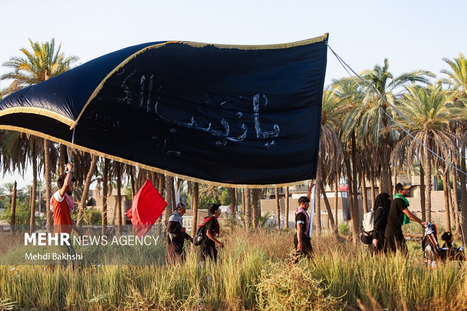 پیاده روی زائرین اربعین در منطقه بابلِ عراق