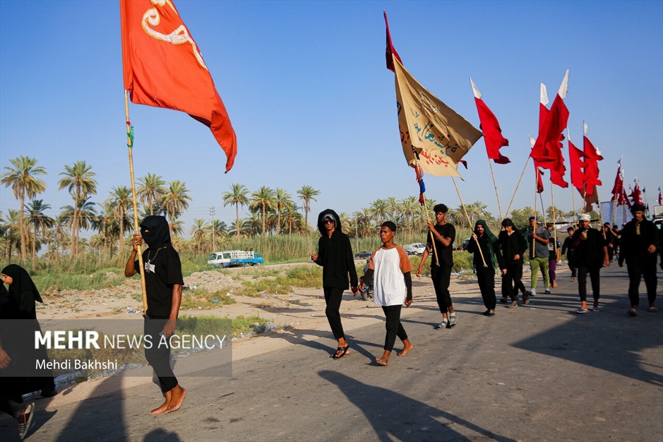 پیاده روی زائرین اربعین در منطقه بابلِ عراق