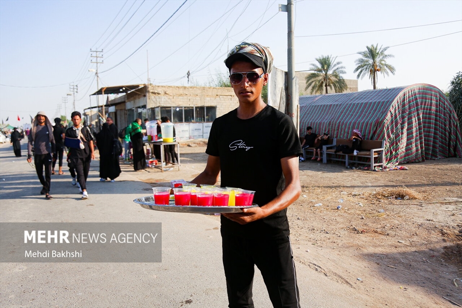 پیاده روی زائرین اربعین در منطقه بابلِ عراق