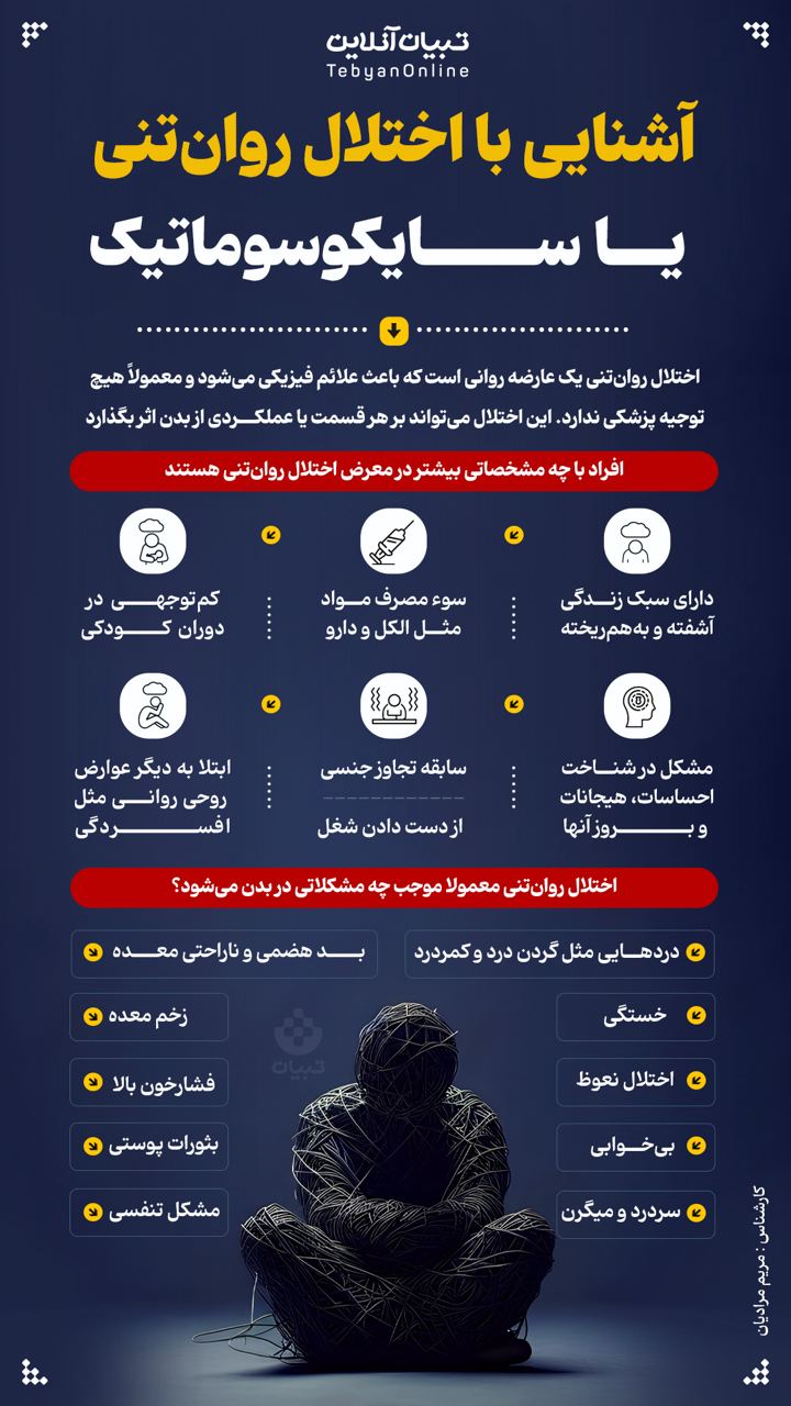اینفوگرافیک ، اختلال روانتنی ، سایکوسوماتیک،