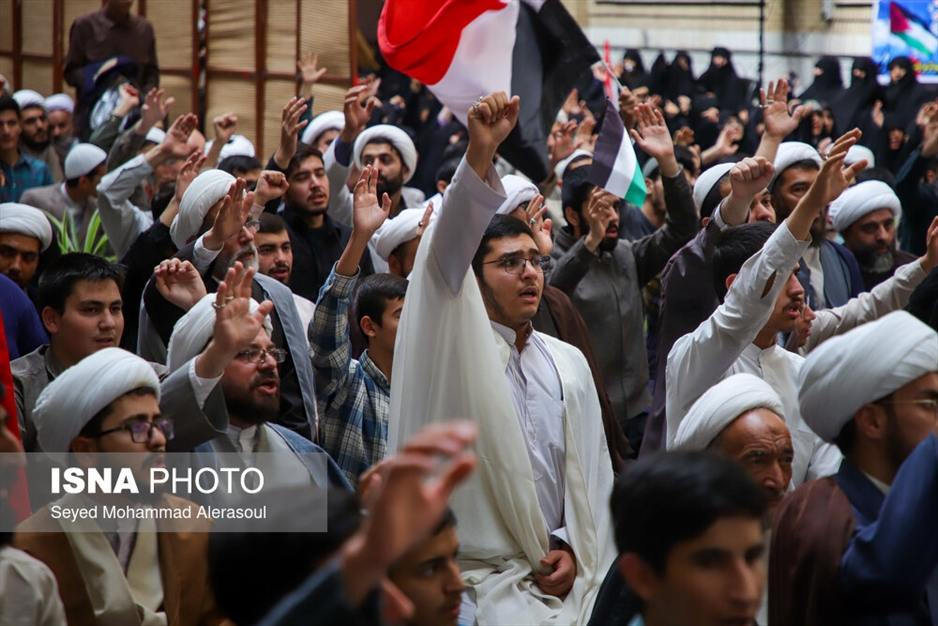 اجتماع بزرگ حوزویان خراسان در حمایت از جبهه مقاومت و فلسطین