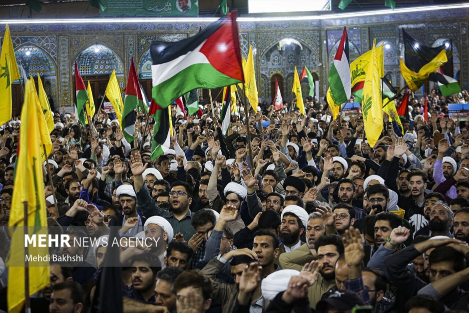 راهپیمایی قمی‌ها در محکومیت بمباران بیمارستان المعمدانی