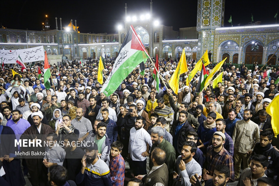 راهپیمایی قمی‌ها در محکومیت بمباران بیمارستان المعمدانی