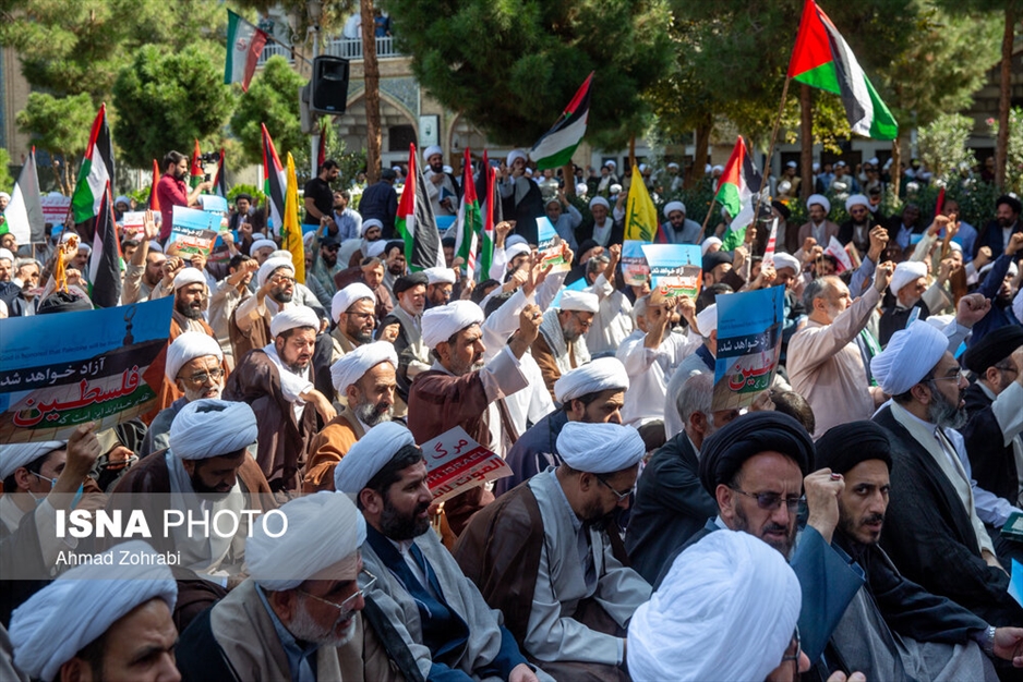 اجتماع حوزویان در حمایت از جبهه مقاومت و فلسطین