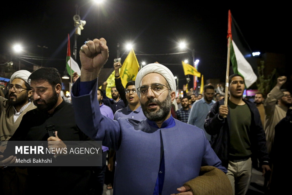 راهپیمایی قمی‌ها در محکومیت بمباران بیمارستان المعمدانی