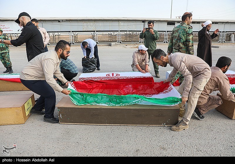 ورود پیکر ۲۲ شهید تازه‌تفحص‌شده از مرز شلمچه