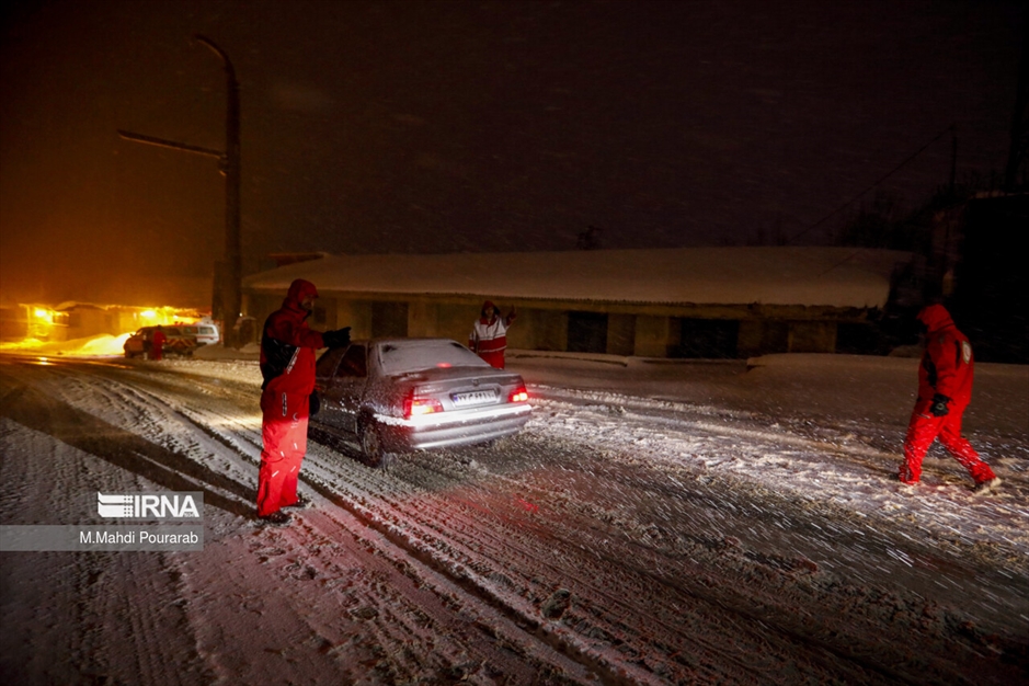 بارش برف در جاده چالوس