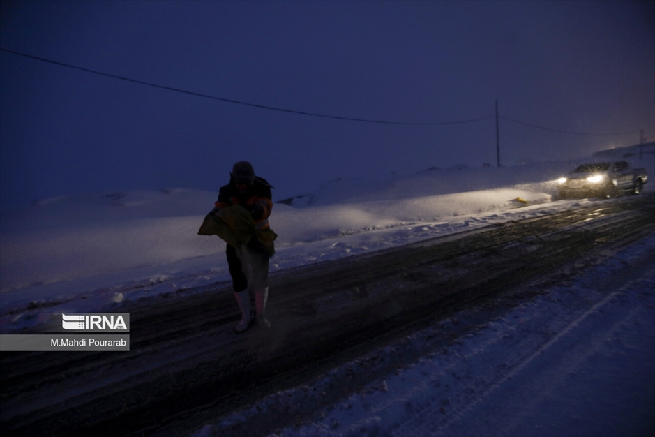 بارش برف در جاده چالوس