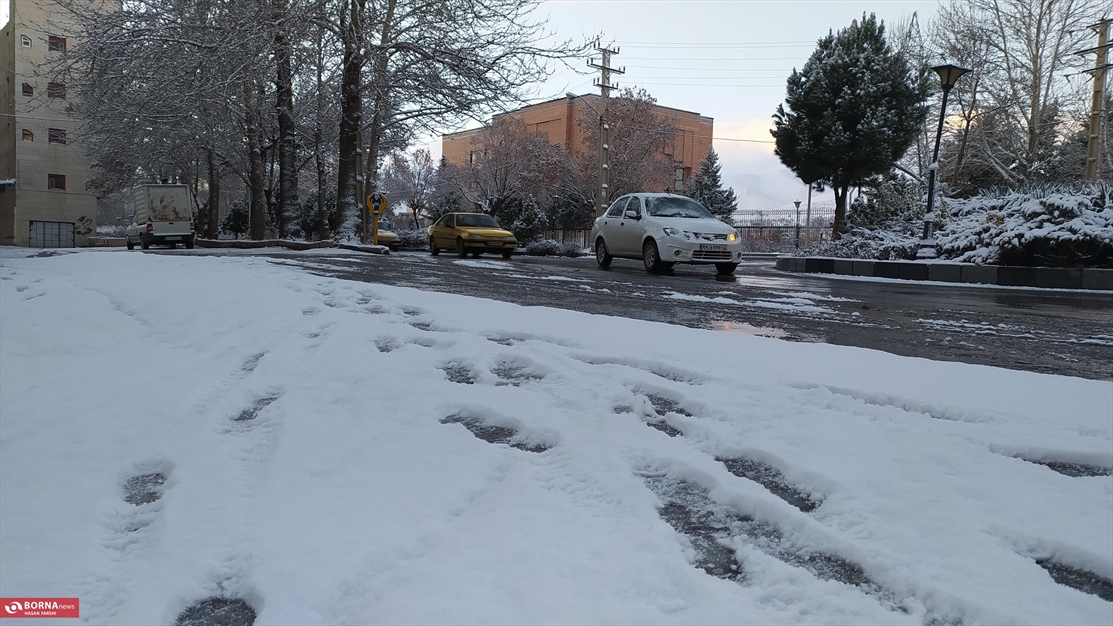 اولین برف زمستانی در همدان